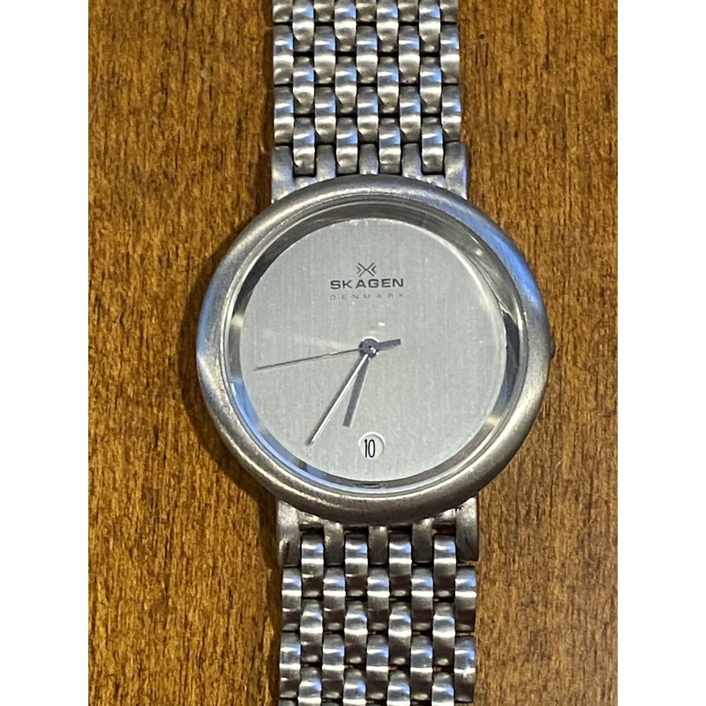 Skagen Denmark Minimalist Silver 7" Watch 73LSX Slim Stainless Date New Battery
